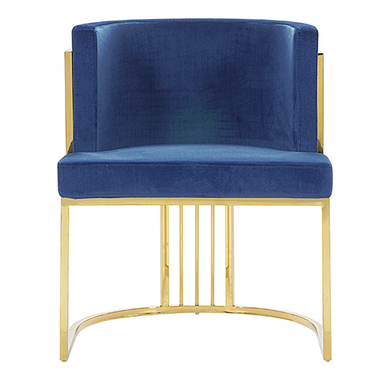 Casoli Blue Velvet Dining Chairs In Pair With Gold Legs | FiF