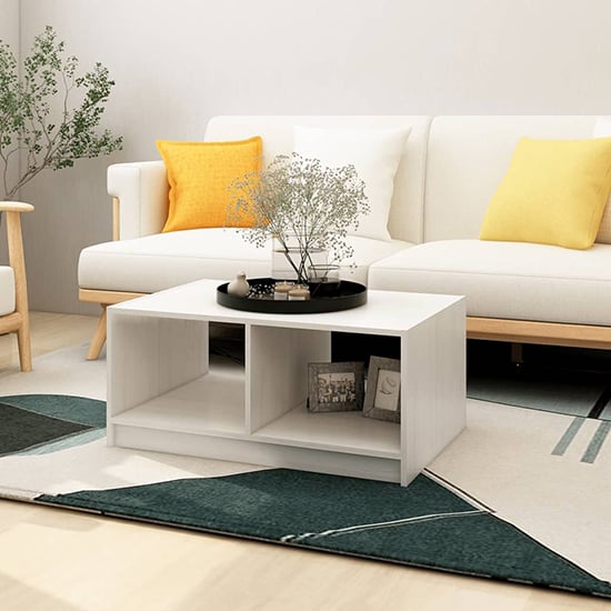 Product photograph of Cason Solid Pinewood Coffee Table With Shelf In White from Furniture in Fashion