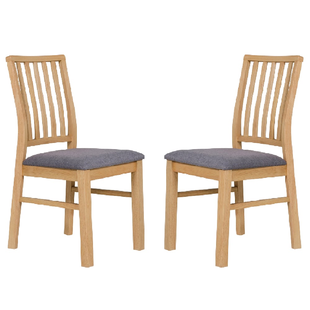 casper wooden oak and grey dining chairs in pair