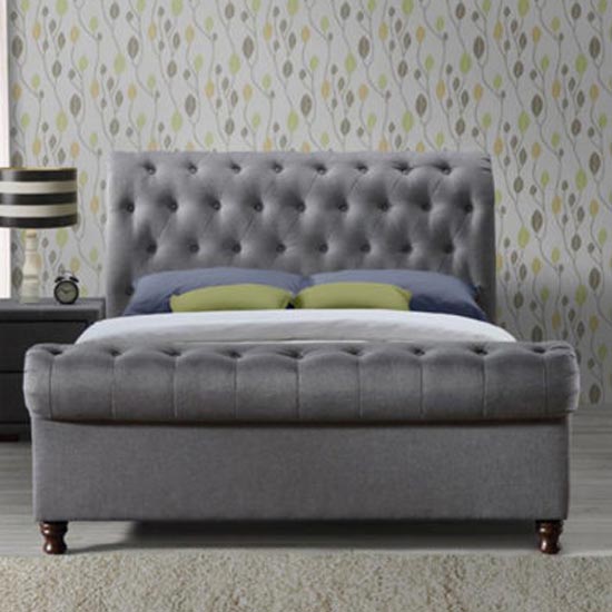 Product photograph of Castello Fabric Double Bed In Grey from Furniture in Fashion