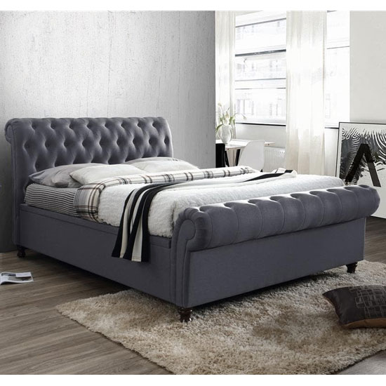Photo of Castella fabric ottoman king size bed in charcoal