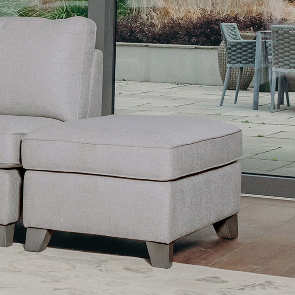 Read more about Castro fabric foot stool with oak legs in light grey