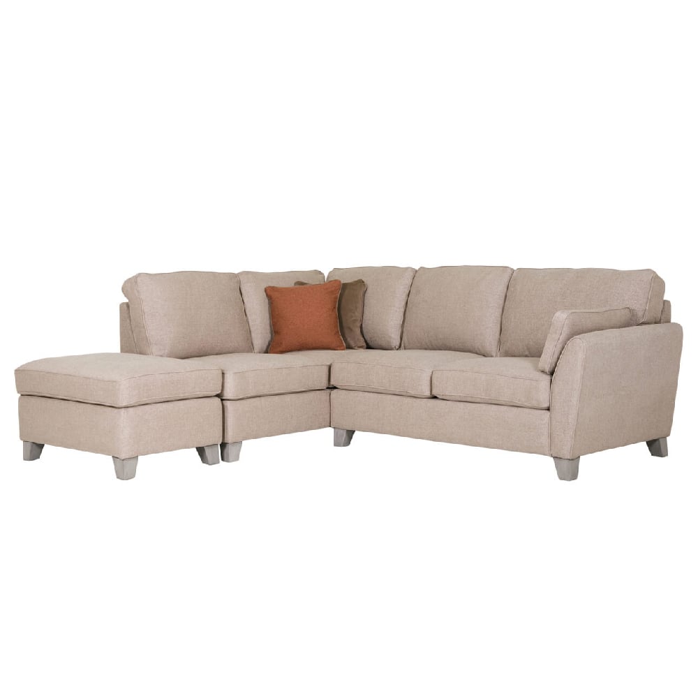 Product photograph of Castro Fabric Left Hand Corner Sofa With Oak Legs In Biscuit from Furniture in Fashion