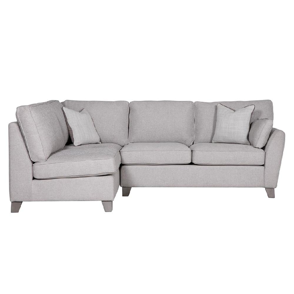 castro fabric left hand corner sofa with oak legs in light grey