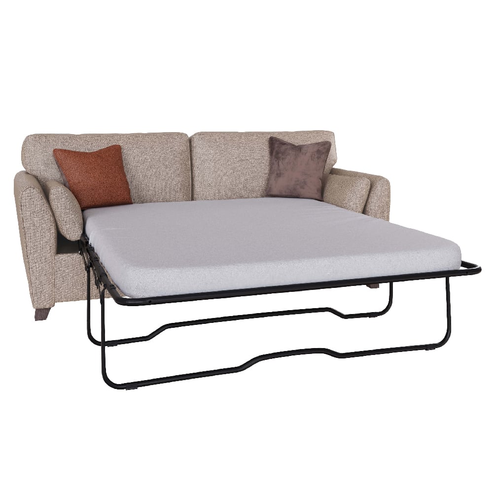 Product photograph of Castro Fabric Sofa Bed With Oak Legs In Biscuit from Furniture in Fashion