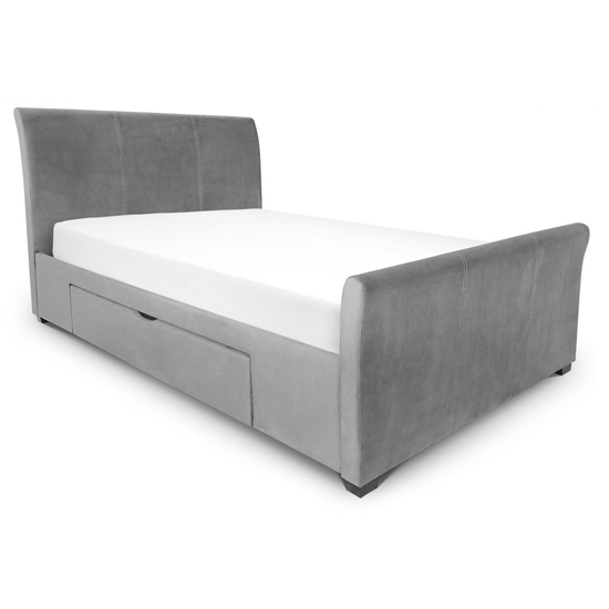 Read more about Cactus velvet king size bed in dark grey with 2 drawers