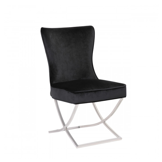 Cavalli Black Velvet Dining Chairs In Pair | Sale