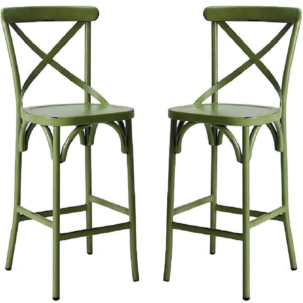 Read more about Cayuga vintage green aluminium outdoor bar chairs in pair