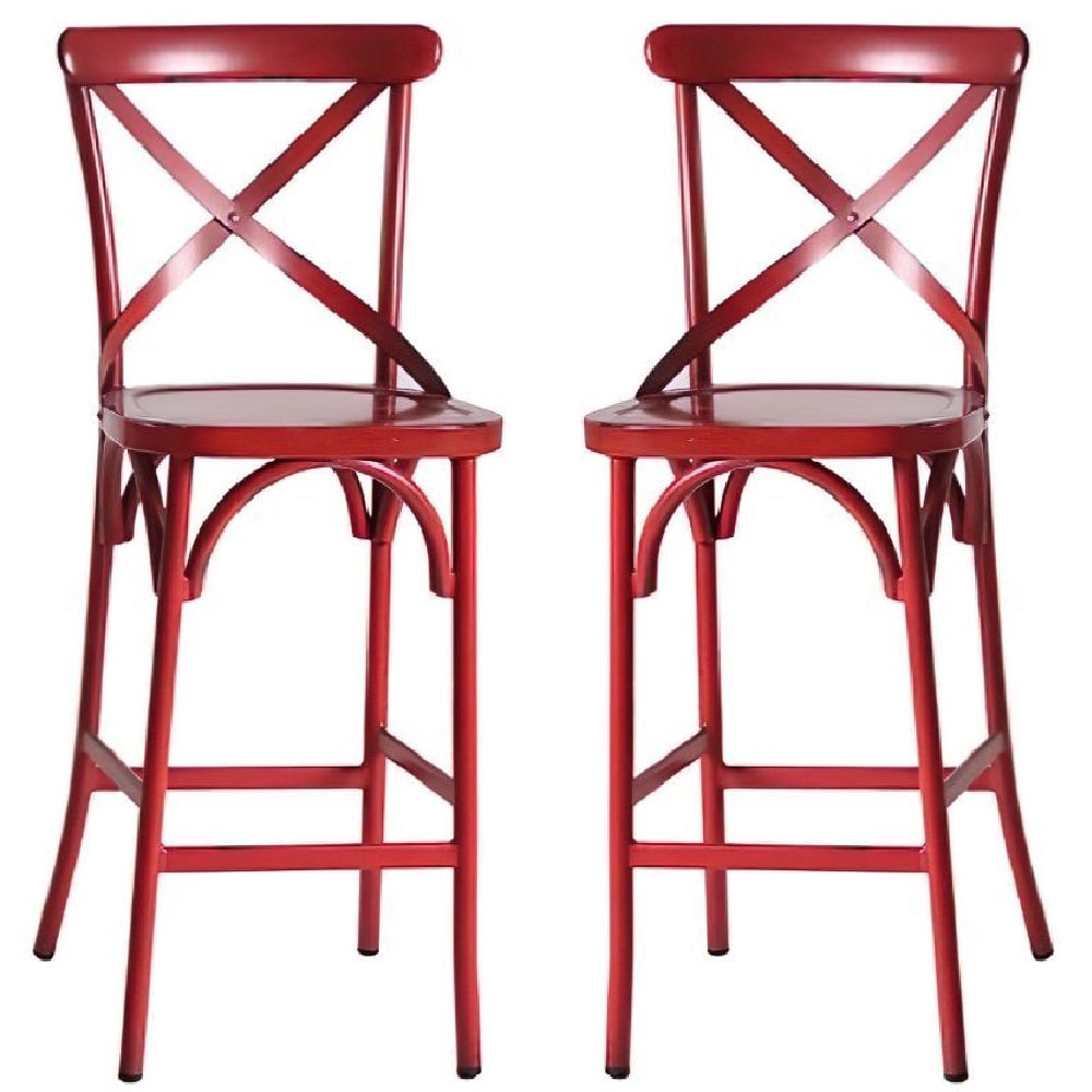 Read more about Cayuga vintage red aluminium outdoor bar chairs in pair