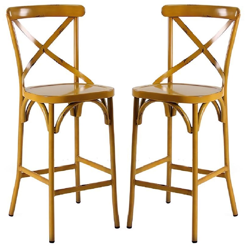 Read more about Cayuga vintage yellow aluminium outdoor bar chairs in pair