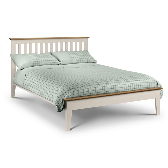 Photo of Saadet two tone double size bed in stone white lacquered