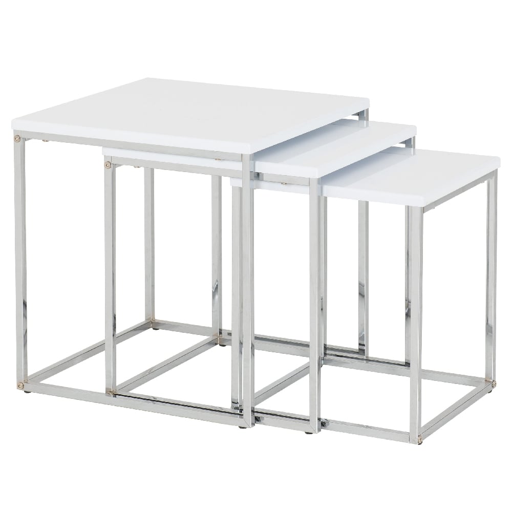 Read more about Cayuta white high gloss nest of 3 tables with chrome frame