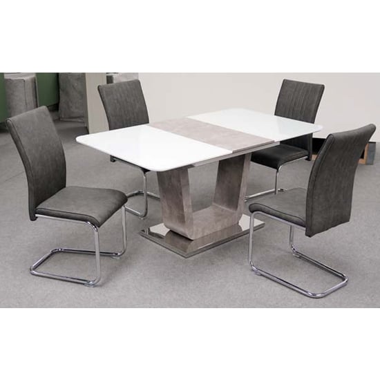 Product photograph of Ceibo High Gloss White Glass Extending Dining Set With 4 Chairs from Furniture in Fashion