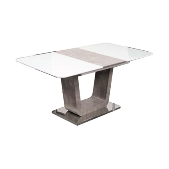 Photo of Ceibo high gloss white glass extending dining table