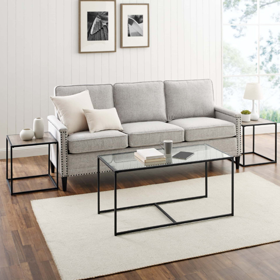 Celina Clear Glass Nesting Coffee Tables With Black Steel Frame ...