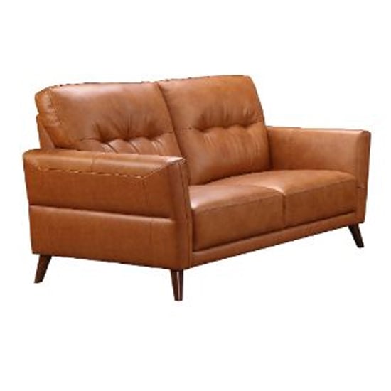 Celina Leather 3+2 Seater Sofa Set In Tan With Tapered Legs | Furniture ...