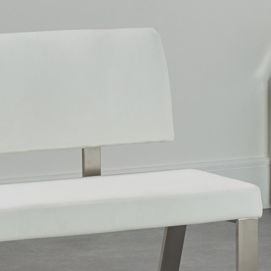 Celina Small Dining Bench In White Faux Leather