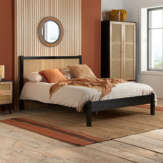 Product photograph of Celina Wooden Double Bed In Black from Furniture in Fashion