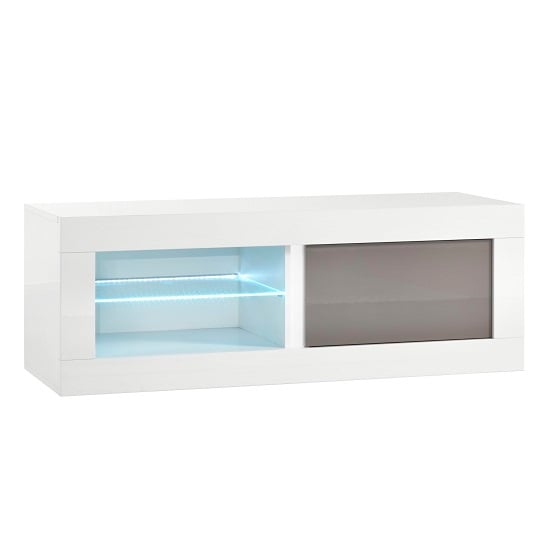 Read more about Celtic tv stand small in white and grey high gloss with led