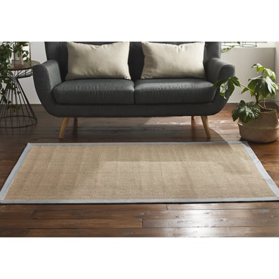 Read more about Chelsea medium jute rug with cotton grey border