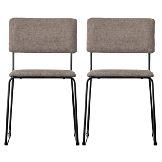 Photo of Chalk chocolate fabric dining chairs in a pair