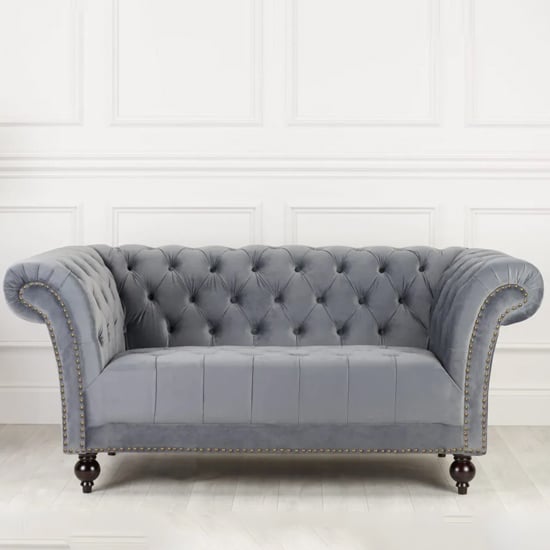 Ruskin Chesterfield Linen Fabric 2 Seater Sofa In Grey | Furniture in ...