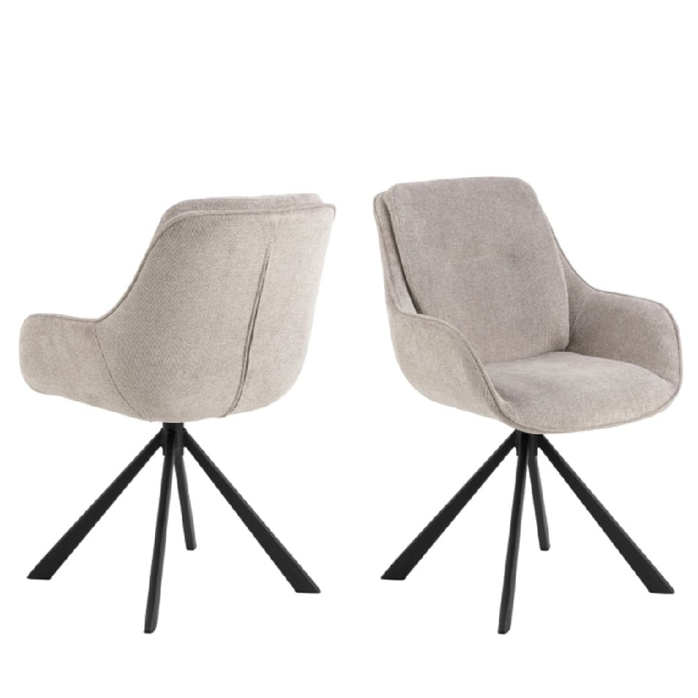 chanute sand fabric dining chairs with black legs in pair