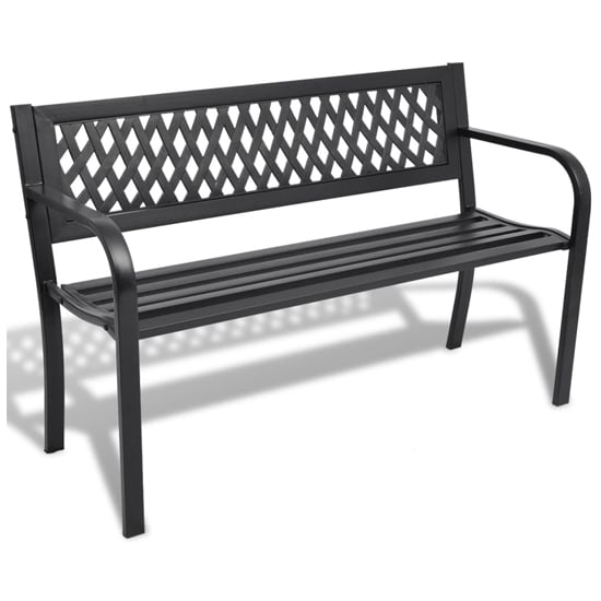 Product photograph of Charisa Outdoor Steel Seating Bench In Black from Furniture in Fashion