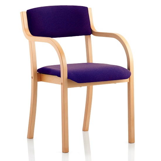 Photo of Charles office chair in purple and wooden frame with arms
