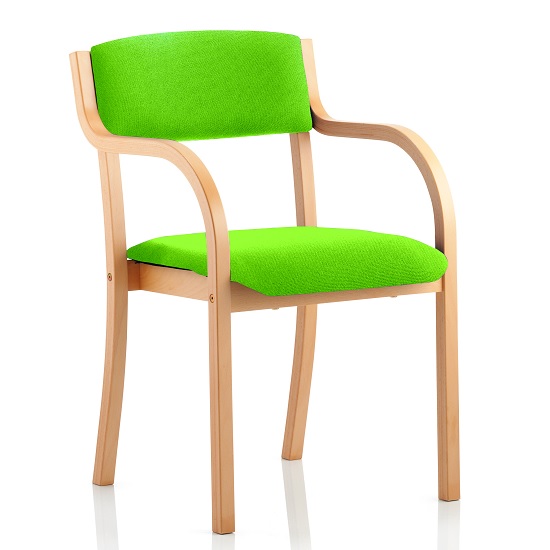 View Charles office chair in green and wooden frame with arms