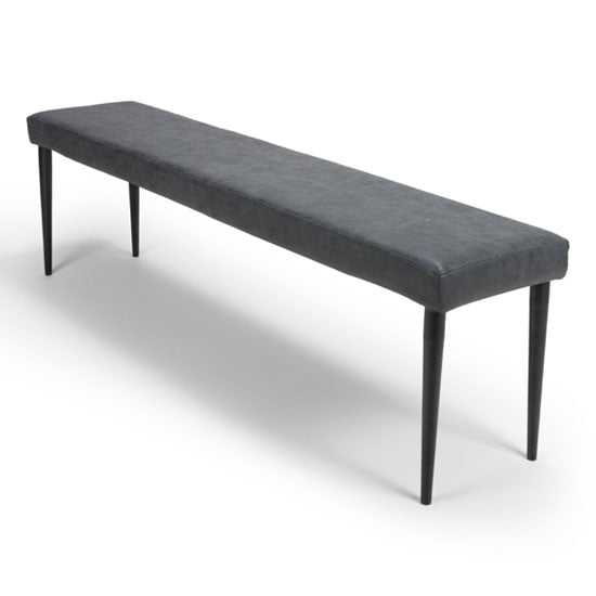 Product photograph of Charlie Dining Bench In Grey Leather With Metal Base from Furniture in Fashion