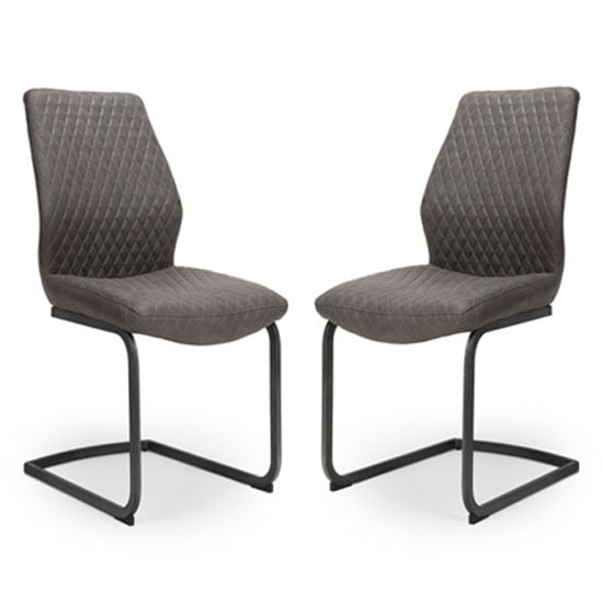 Product photograph of Charlie Grey Faux Leather Dining Chairs In A Pair from Furniture in Fashion