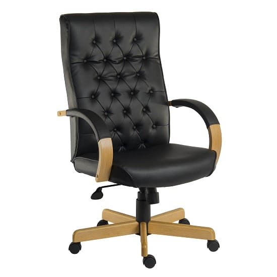 Product photograph of Charlton Executive Office Chair In Black Faux Leather from Furniture in Fashion