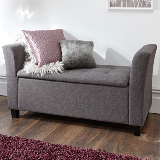Read more about Ventnor fabric ottoman seat in charcoal grey with wooden feet