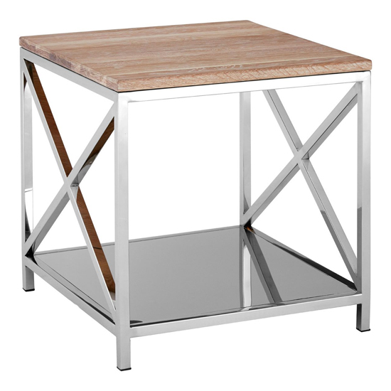 Read more about Chaw wooden lamp table with stainless steel frame in oak