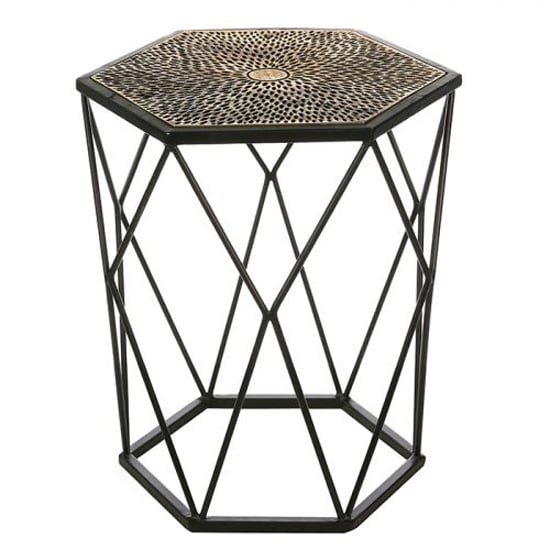 Product photograph of Cheetah Aluminium Side Table In Antique Black And Gold from Furniture in Fashion