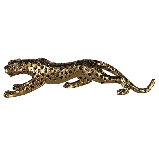 Read more about Cheetah poly large design sculpture in antique gold and black