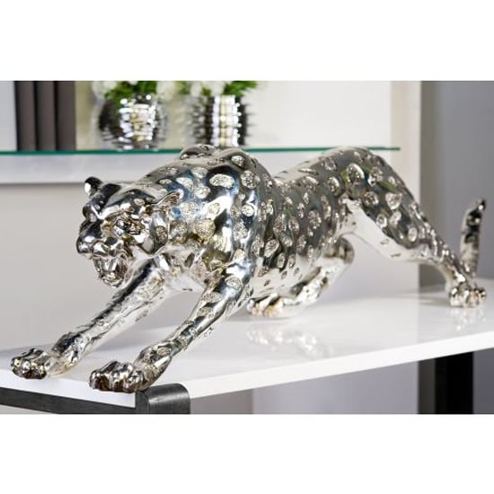 Cheetah Poly Sculpture In Antique Silver