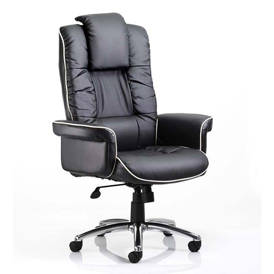 Product photograph of Chelsea Leather Executive Office Chair In Black With Arms from Furniture in Fashion