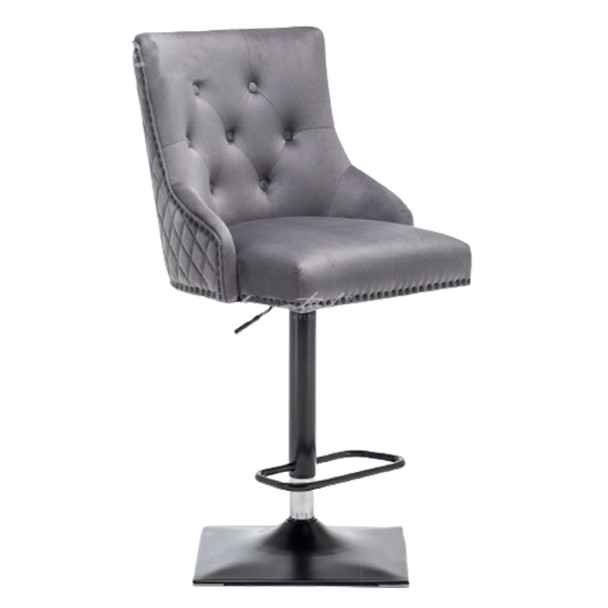 Read more about Chenoy lion knocker velvet bar chair in dark grey