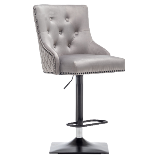 Read more about Chenoy lion knocker velvet bar chair in light grey