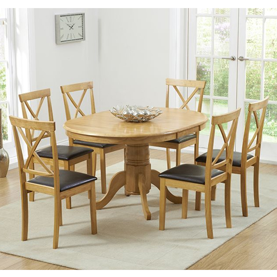 Chertan Extending Oak And Cream Dining Table With 6 Chairs | Furniture