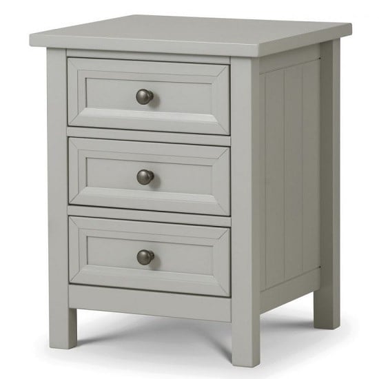 Product photograph of Madge Bedside Cabinet In Dove Grey Lacquer With 3 Drawers from Furniture in Fashion
