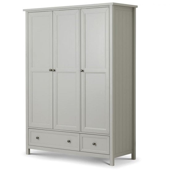 Product photograph of Madge Wardrobe Wide In Dove Grey Lacquer With 3 Doors from Furniture in Fashion