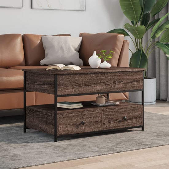 Product photograph of Chester Wooden Coffee Table Large With 2 Drawers In Brown Oak from Furniture in Fashion
