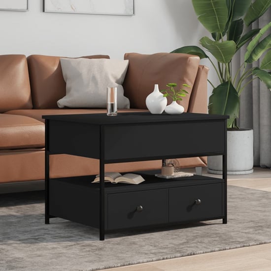 Product photograph of Chester Wooden Coffee Table Small With 2 Drawers In Black from Furniture in Fashion