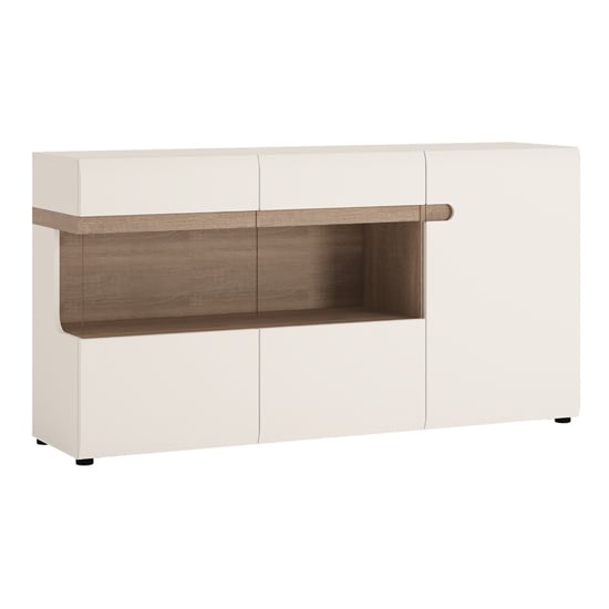 Read more about Cheya 3 doors sideboard in white gloss and truffle oak