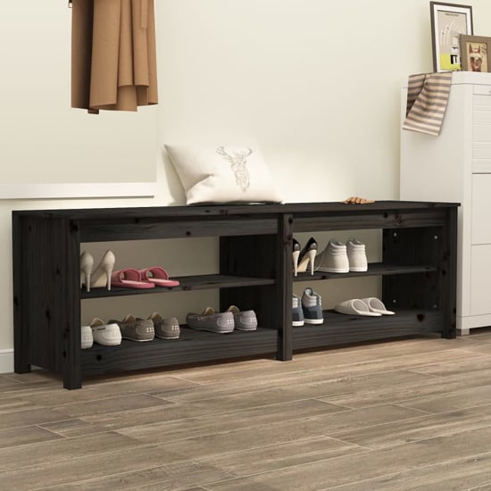Read more about Chickasaw pinewood shoe storage bench in black