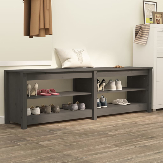 Product photograph of Chickasaw Pinewood Shoe Storage Bench In Grey from Furniture in Fashion