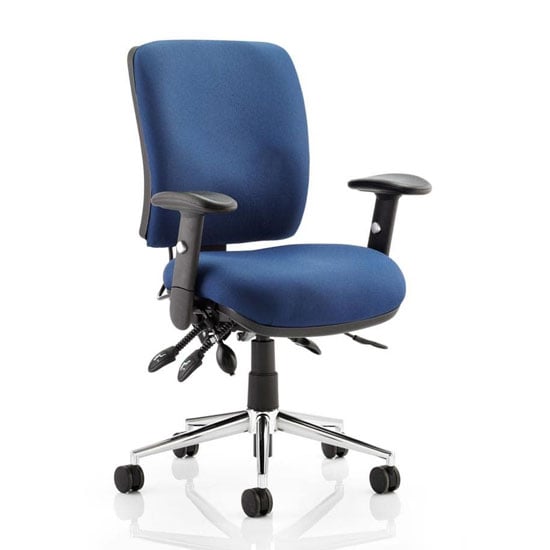 Product photograph of Chiro Fabric Medium Back Office Chair In Blue With Arms from Furniture in Fashion
